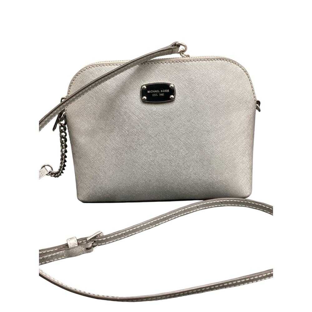 Michael Kors Purse Women’s One Size Crossbody Saffiano Leather Dust Bag Silver - Picture 2 of 11